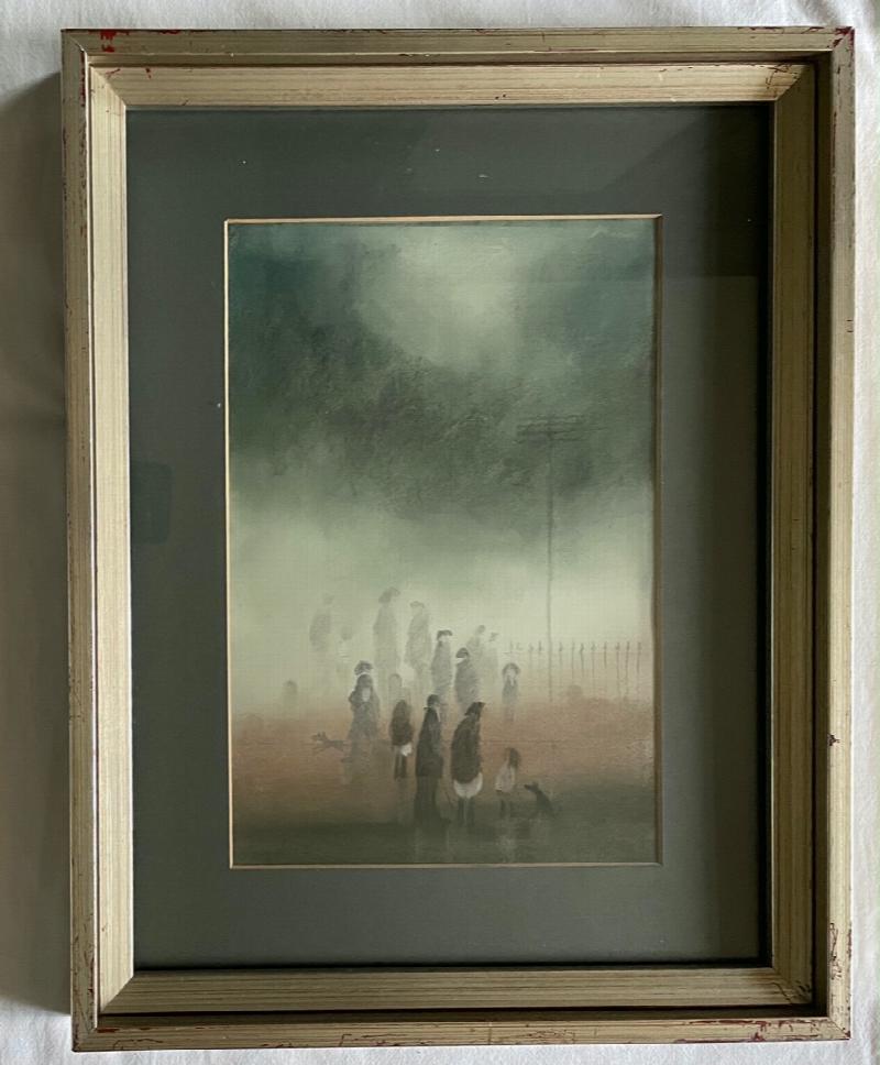 Image for Figures in the fog ORIGINAL BRAAQ Pastel PAINTING Artwork