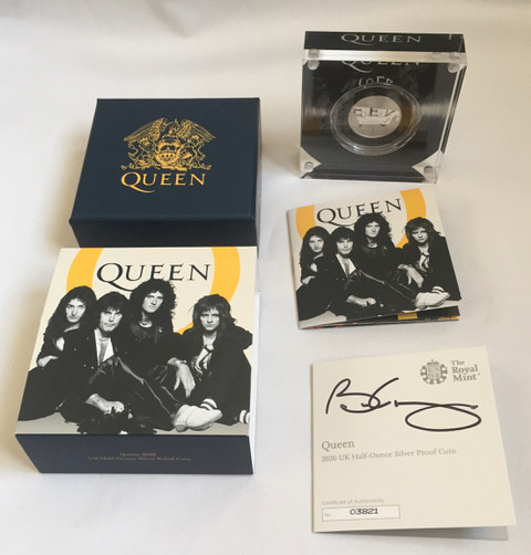 Image for Queen 2020 UK &pound;5 Half Ounce Silver Proof Five Pounds Coin SIGNED SET