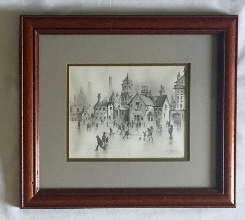 Image for Town Drawing with Figures ORIGINAL BRAAQ Pencil Drawing Artwork