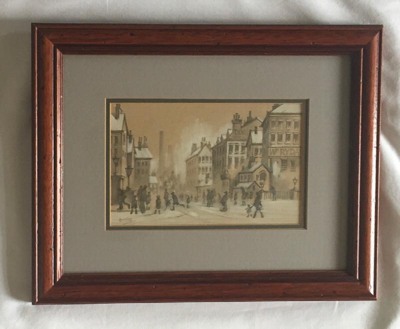 Image for Town Pastel drawing with Figures ORIGINAL BRAAQ Pencil Drawing Artwork