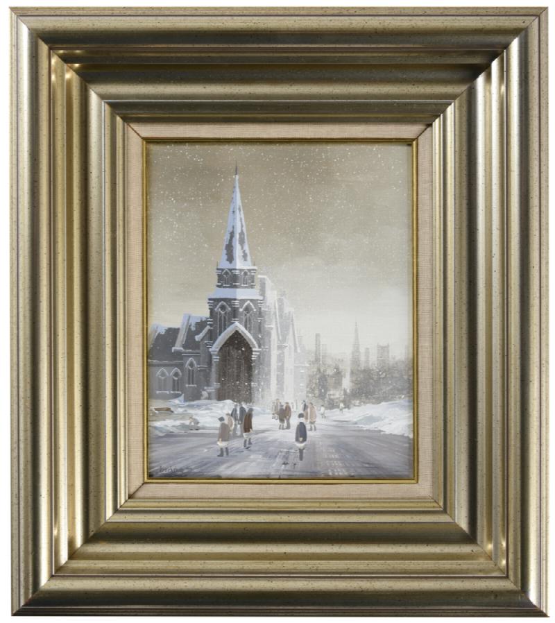 Image for Winter Christmas Town Original Oil Painting
